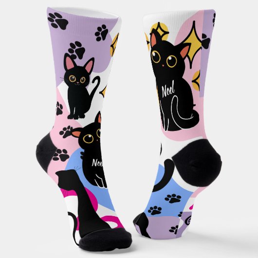 The Cutest Black Cat Socks - Black Cat Gift Sokken (Gebogen)