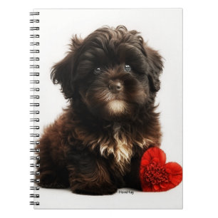The Cutest Valentine, Chocolate Havanese Puppy Notitieboek