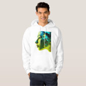 The Cyborg Woman on a Cozy Long Sleeve White Hoodie (Voorkant volledig)
