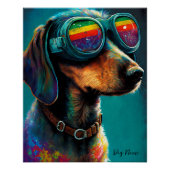 The Dachshund Dog With Sunglasses - Composition005 Perfect Poster (Voorkant)