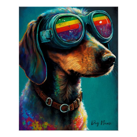 The Dachshund Dog With Sunglasses - Composition005 Perfect Poster (Voorkant)