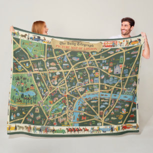 The Daily Telegraph Afbeelding Map of London Fleece Deken