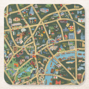 The Daily Telegraph Afbeelding Map of London Kartonnen Onderzetters