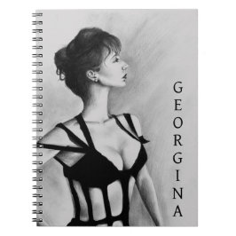 The Dame Sexy Woman Black Dress Portrait Art Notitieboek