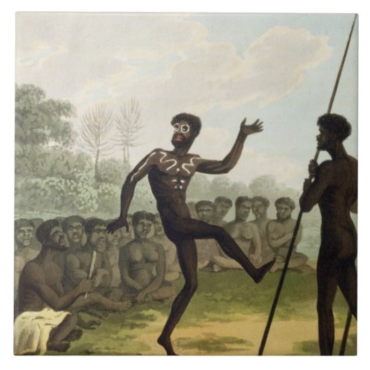 The Dance, aborigines uit New South Wales engrave Tegeltje (Voorkant)