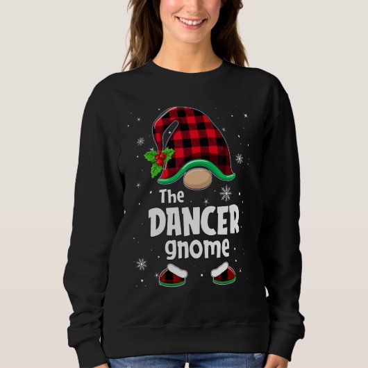 The Dancer Gnome Buffalo Plaid Christmas Matching  Trui (Voorkant)