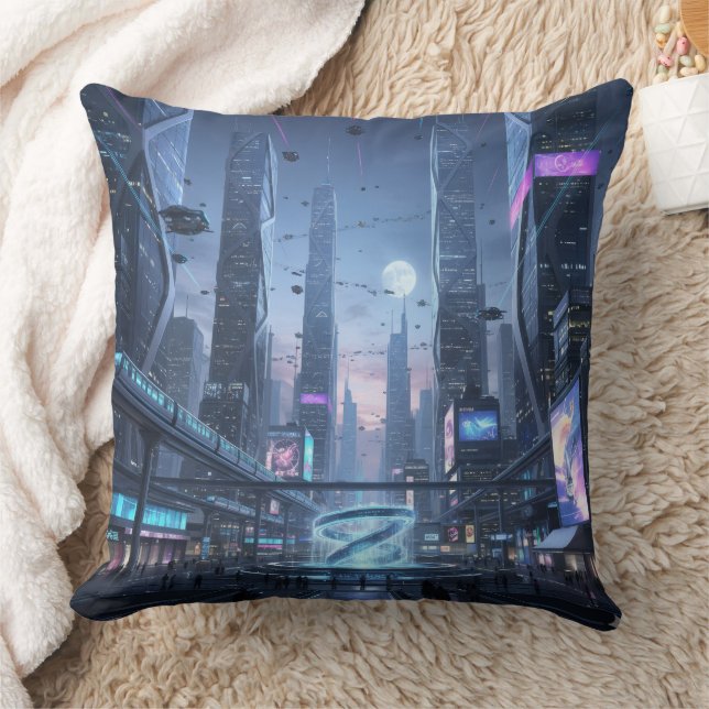 The Dawn of Tech-City Throw Pillow Kussen (Deken)
