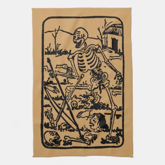 The Death - Old Indian / Asian Tarot Card Theedoek (Verticaal)