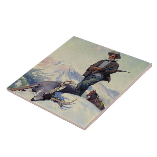 "The Deer Hunter" van W Herbert Dunton Tegeltje (Zijkant)