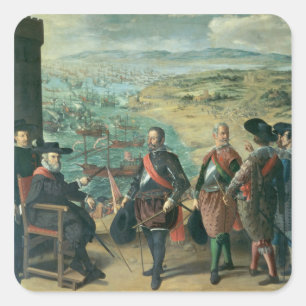 The Defence of Cadiz tegen the English, 1634 Vierkante Sticker
