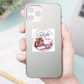 The Delight Diary Schattige Kat Paars Goud Sticker (Telefoon)