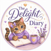 The Delight Diary Schattige Kat Paars Goud Sticker (Voorkant)