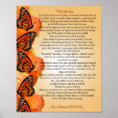 "The Desiderata" met Monarch-vlinders Poster (Voorkant)