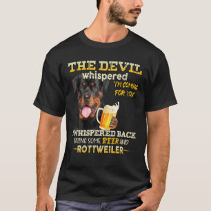 The Devil Funny Rottweiler Drink Rottie Dog L T-shirt