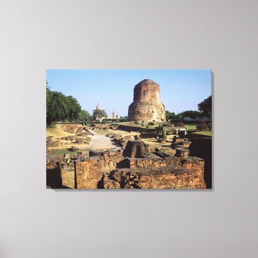 The Dhamekh stupa, c.500 AD Canvas Afdruk (Voorkant)