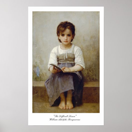"The Difficult Lesson" William-Adolphe Bouguereau Poster (Voorkant)