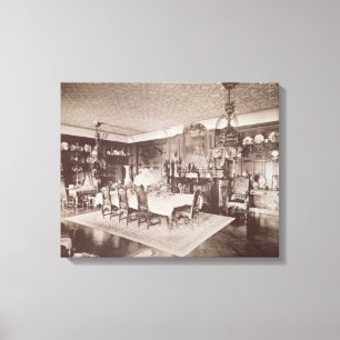 The Dining Room, Wickham Hall, Kent, 1897 Canvas Afdruk