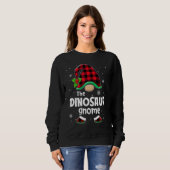 The Dinosaur Gnome Buffalo Plaid Christmas Matchin Trui (Voorkant volledig)