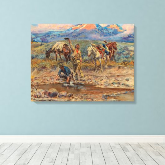 The Discovery of Last Chance Gulch Canvas Afdruk (Insitu (Houten vloer))