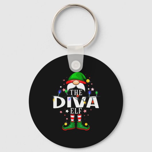 The Diva Elf Christmas Family Pajama Party  Sleutelhanger (Voorkant)