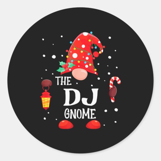 The Dj Gnome Matching Family Christmas Gnome Pajam Ronde Sticker (Voorkant)