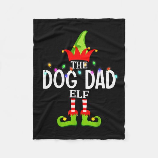The Dog Dad Elf Christmas Matching Pajamas Men Wom Fleece Deken (Voorkant)