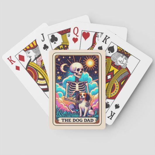 The Dog Dad Funny Fathers Day Skeleton Tarot Kaart (Achterkant)
