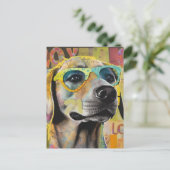 The Dog in Glasses Unique Collage Briefkaart (Staand voorkant)