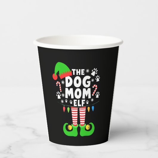 The Dog Mom Elf Xmas Funny Dogs lover Christmas Do Papieren Bekers (Voorkant)