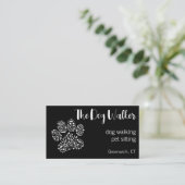 The Dog Walker Modern Professional Black Visitekaartje (Staand voorkant)