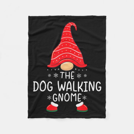 The Dog Walking Gnome Xmas Family Matching Funny C Fleece Deken (Voorkant)