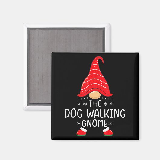 The Dog Walking Gnome Xmas Family Matching Funny C Magneet (Voorkant / Achterkant)