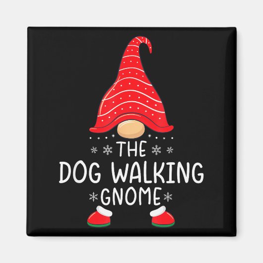 The Dog Walking Gnome Xmas Family Matching Funny C Magneet (Voorkant)