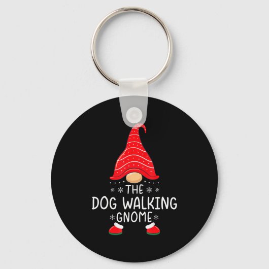 The Dog Walking Gnome Xmas Family Matching Funny C Sleutelhanger (Voorkant)