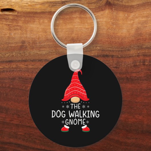 The Dog Walking Gnome Xmas Family Matching Funny C Sleutelhanger (Voorkant)