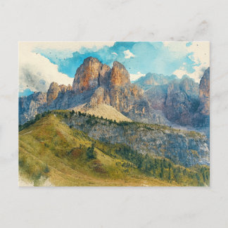 The Dolomites Italy - Watercolor Splash Painting Briefkaart