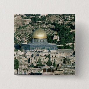 The Dome of the Rock, bouwde AD 692 Vierkante Button 5,1 Cm