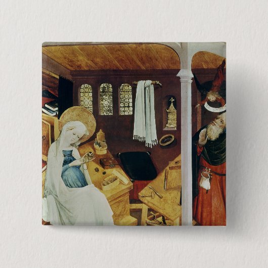 The Doubt of St. Joseph, c.1410-20 Vierkante Button 5,1 Cm (Voorkant)