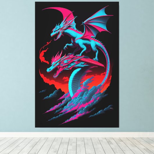 The Dragon Surf Rider Canvas Afdruk (Insitu (Houten vloer))