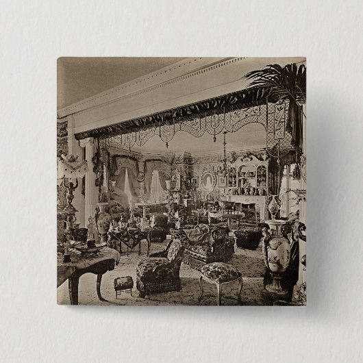The Drawing Room, Wickham Hall, Kent, 1897 Vierkante Button 5,1 Cm (Voorkant)