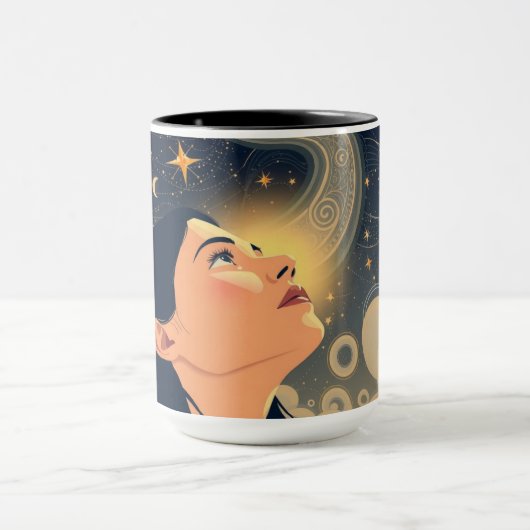 The Dreamer Neo-Deco Starry Night Personalized Mok (Midden)