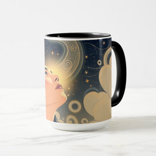 The Dreamer Neo-Deco Starry Night Personalized Mok (Voorkant rechts)