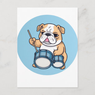 The Drumming Bulldog Beats en Bulldog Grooves  Briefkaart