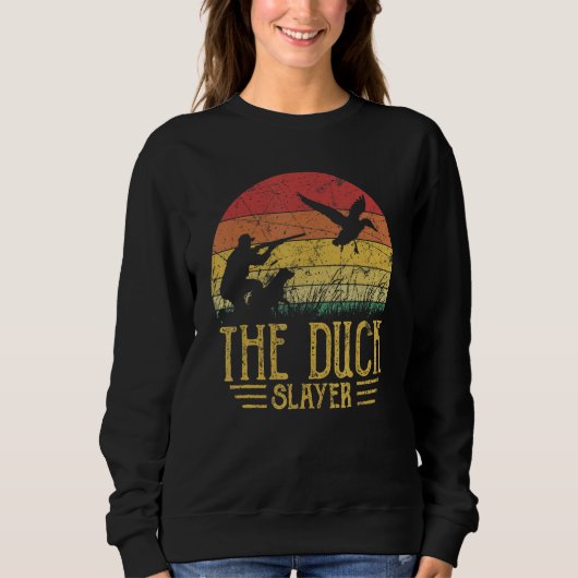 The Duck Slayer Retro Hunter Vintage Hunting Trui (Voorkant)