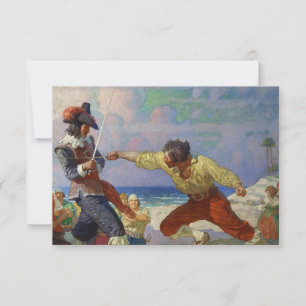 “The Duel on the Beach” door NC Wyeth Bedankkaart