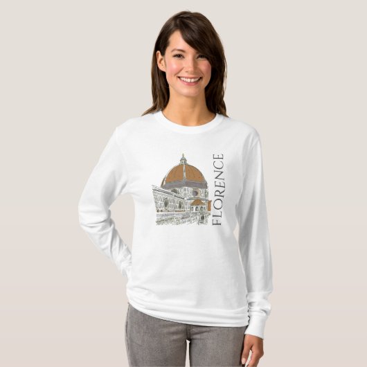 The Duomo Cathedral Florence Italy Pen and Ink T-shirt (Voorkant volledig)
