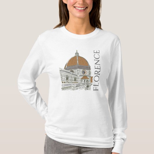 The Duomo Cathedral Florence Italy Pen and Ink T-shirt (Voorkant)