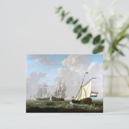 The Dutch East India Company Ships by Jacob van St Briefkaart (Staand voorkant)