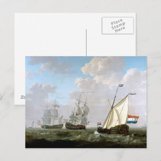 The Dutch East India Company Ships by Jacob van St Briefkaart (Voorkant / Achterkant)