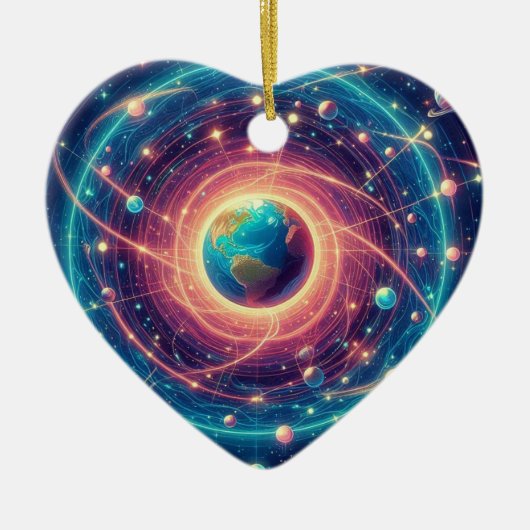 The Earth and It's Aura on a Valentines Day Tree  Keramisch Ornament (Voorkant)